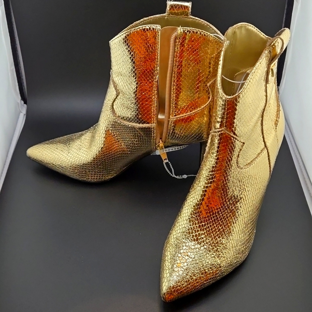 Guess gold metallic booties size 7